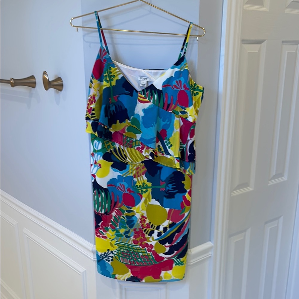 J. Crew Blue and Yellow Mini Sundress Spaghetti Strap